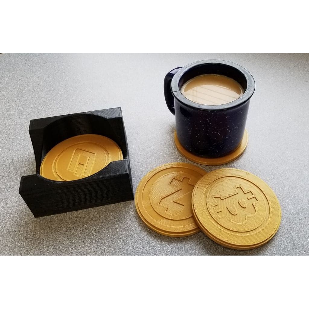 Подставки под чашки с символикой Bitcoin